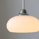 Modern Chrome Simple Glass Dome Drum Pendant Light Image - 6