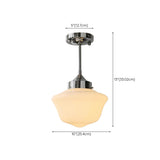 Modern Chrome White Glass Semi Flush Pendant Light #size