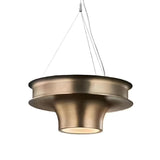 Modern Circle Brass LED Chandelier Adjustable Height Image - 3