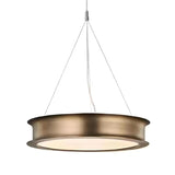 Modern Circle Brass LED Chandelier Adjustable Height Image - 4