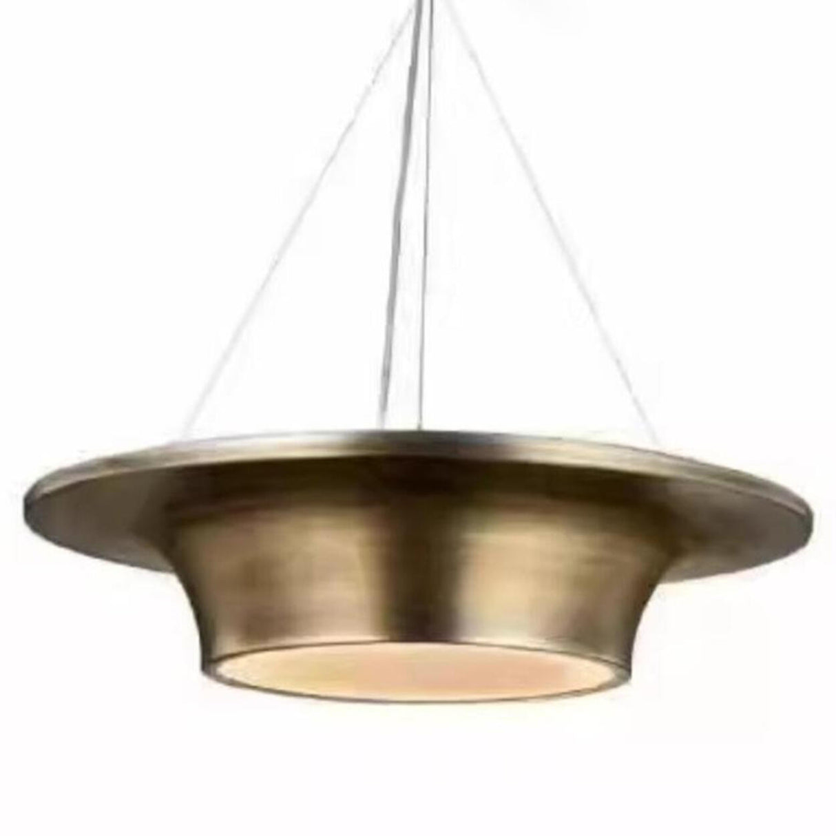 Modern Circle Brass LED Chandelier Adjustable Height Image - 5