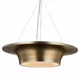 Modern Circle Brass LED Chandelier Adjustable Height Image - 5