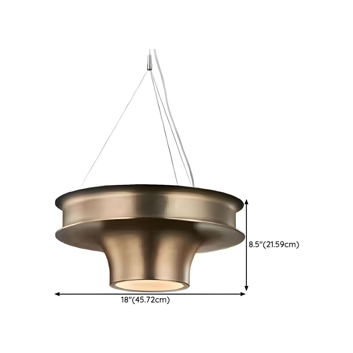 Modern Circle Brass LED Chandelier Adjustable Height Image - 7