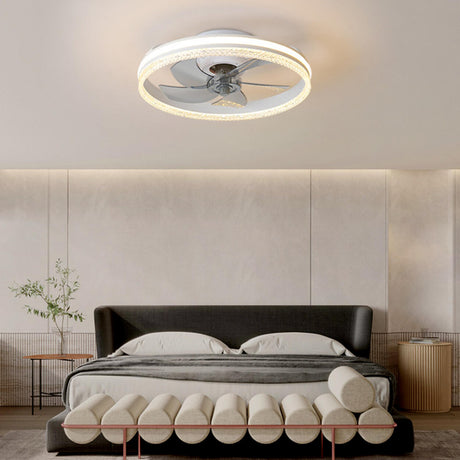 Modern Circle Grey Blade Remote Ceiling Fan with Light Image - 1