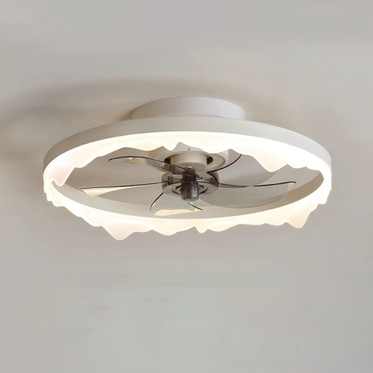 Modern Circle Grey Blade Remote Ceiling Fan with Light Image - 10