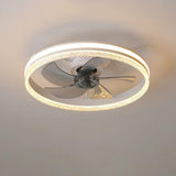 Modern Circle Grey Blade Remote Ceiling Fan with Light Image - 11