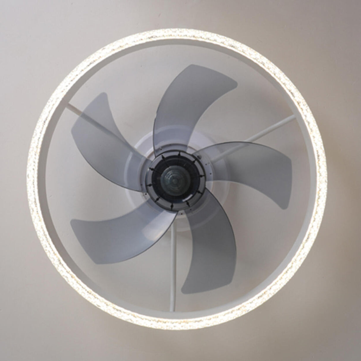 Modern Circle Grey Blade Remote Ceiling Fan with Light Image - 12