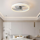 Modern Circle Grey Blade Remote Ceiling Fan with Light Image - 3