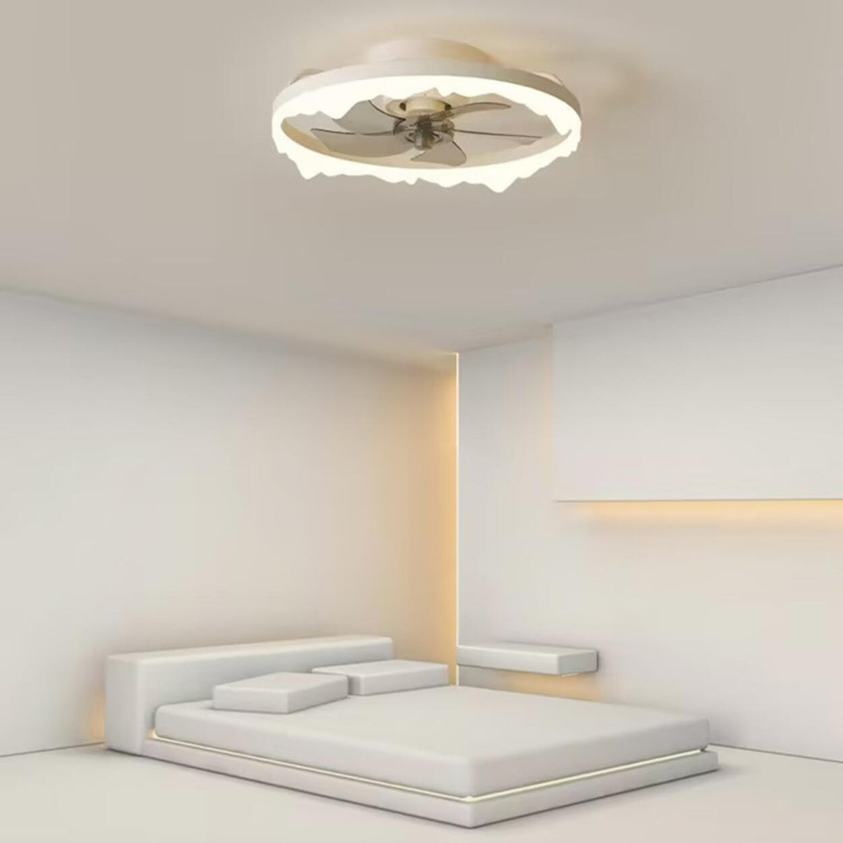 Modern Circle Grey Blade Remote Ceiling Fan with Light Image - 5