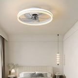 Modern Circle Grey Blade Remote Ceiling Fan with Light Image - 6