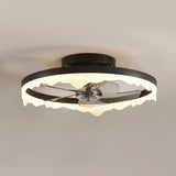 Modern Circle Grey Blade Remote Ceiling Fan with Light Image - 9