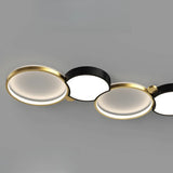 Black Gold Modular Circle LED Flush Mount Ceiling Light Image - 10