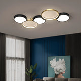 Black Gold Modular Circle LED Flush Mount Ceiling Light Image - 3