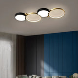 Black Gold Modular Circle LED Flush Mount Ceiling Light Image - 4