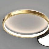 Black Gold Modular Circle LED Flush Mount Ceiling Light Image - 9