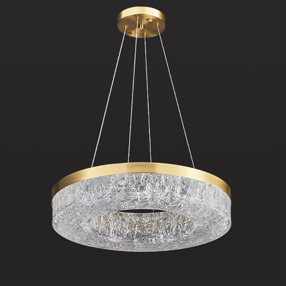 Modern Circle Textured Chandelier LED Adjustable Rod Image - 11