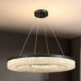 Modern Circle Textured Chandelier LED Adjustable Rod Image - 12