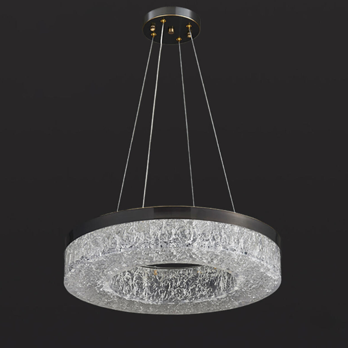 Modern Circle Textured Chandelier LED Adjustable Rod Image - 13