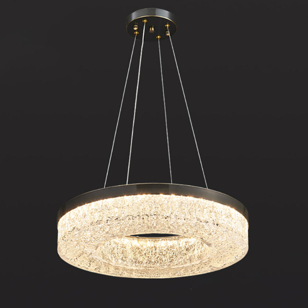 Modern Circle Textured Chandelier LED Adjustable Rod Image - 15