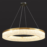 Modern Circle Textured Chandelier LED Adjustable Rod Image - 16