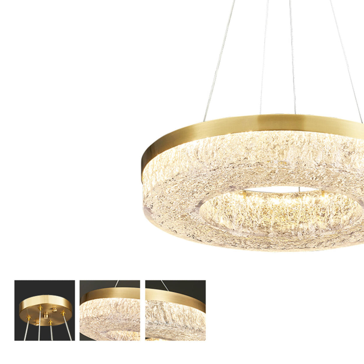 Modern Circle Textured Chandelier LED Adjustable Rod Image - 20