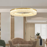 Modern Circle Textured Chandelier LED Adjustable Rod Image - 23