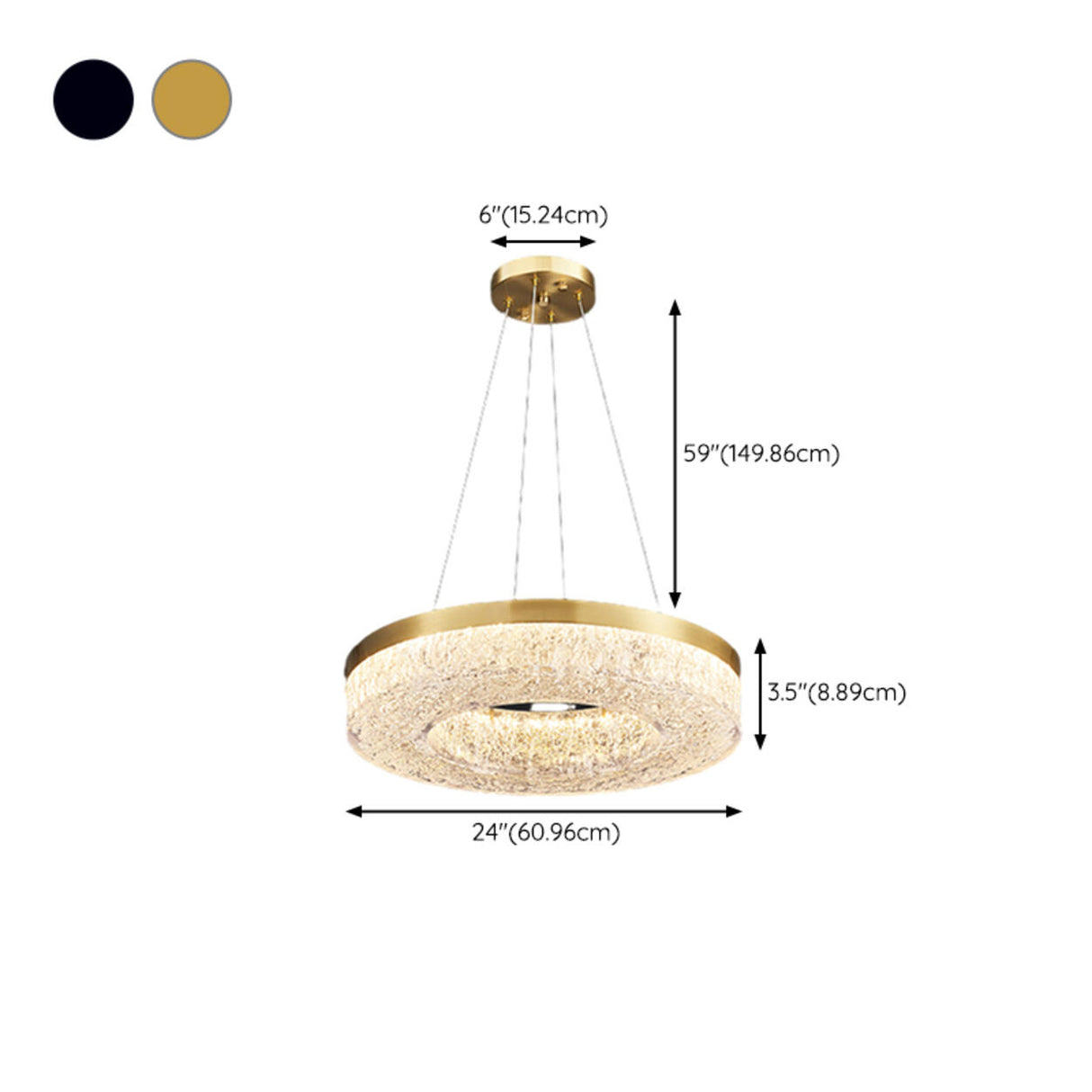 Modern Circle Textured Chandelier LED Adjustable Rod Image - 25