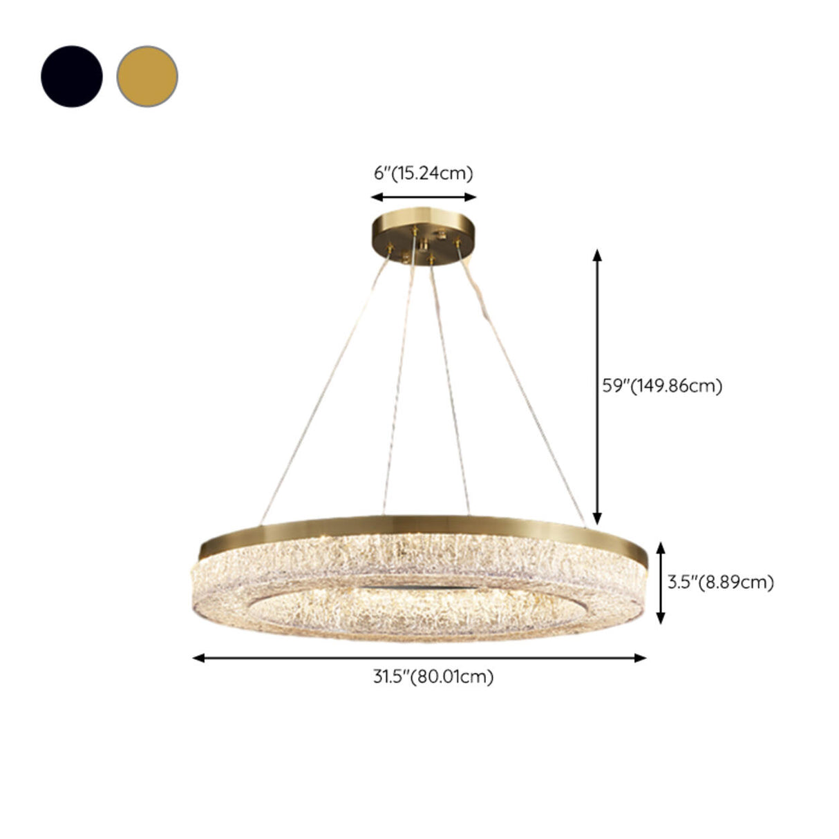 Modern Circle Textured Chandelier LED Adjustable Rod Image - 26