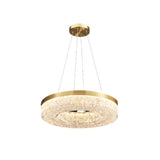 Modern Circle Textured Chandelier LED Adjustable Rod Image - 9