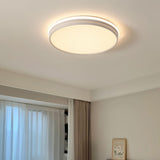 Modern Circle White LED Bulbs Flush Mount Ceiling Light Image - 4