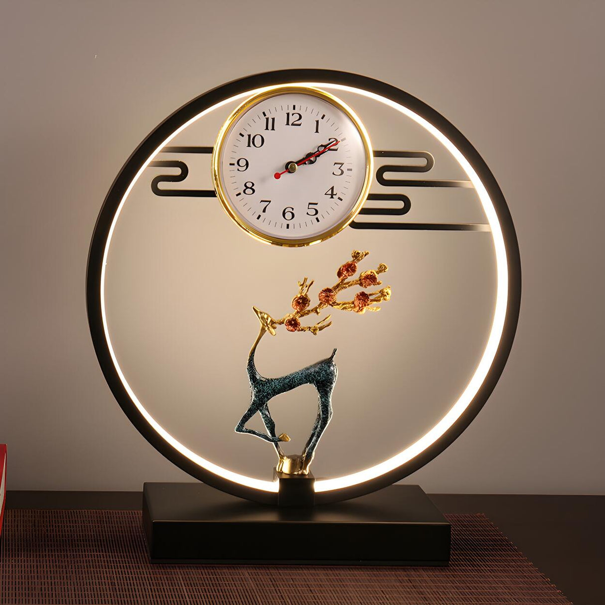 Modern Circle Zen Accent Decor Table Lamp with Clock Image - 10