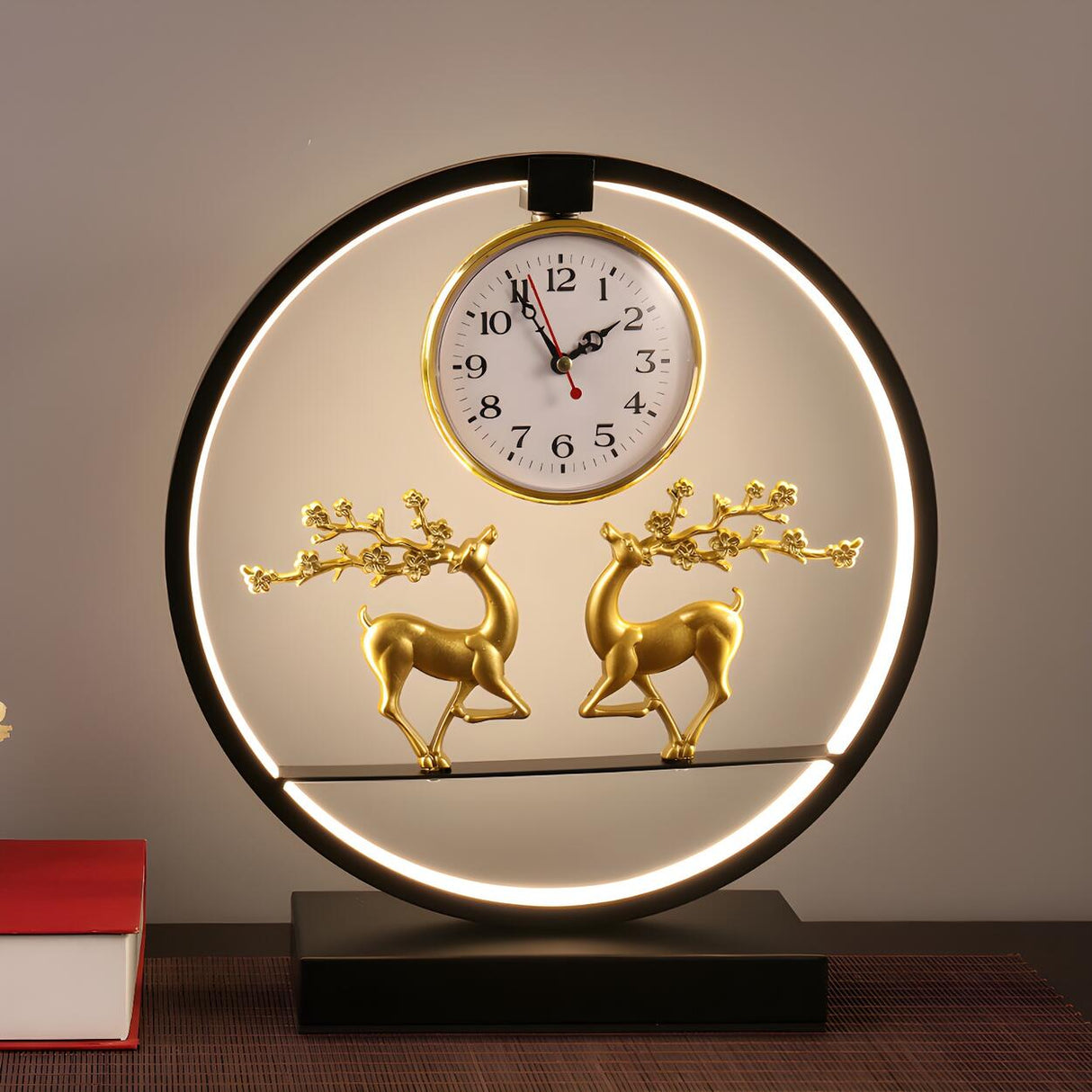 Modern Circle Zen Accent Decor Table Lamp with Clock Image - 11