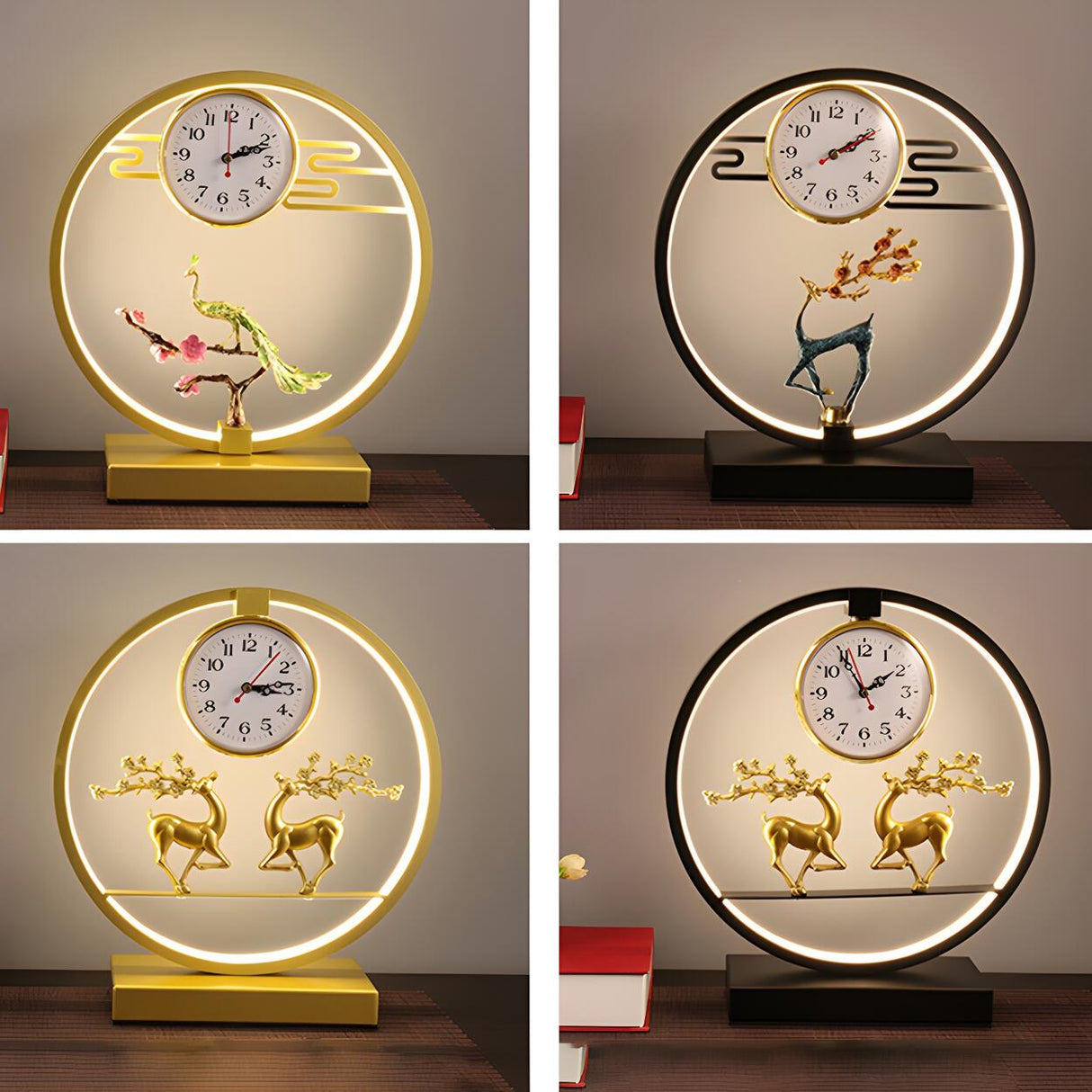 Modern Circle Zen Accent Decor Table Lamp with Clock Image - 15