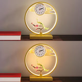 Modern Circle Zen Accent Decor Table Lamp with Clock Image - 16