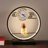 Modern Circle Zen Accent Decor Table Lamp with Clock Image - 9