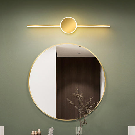 Modern Circular and Linear Gold LED Vanity Light Image - 1