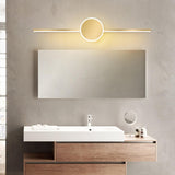 Modern Circular and Linear Gold LED Vanity Light Image - 5