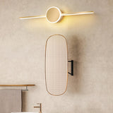 Modern Circular and Linear Gold LED Vanity Light Image - 6