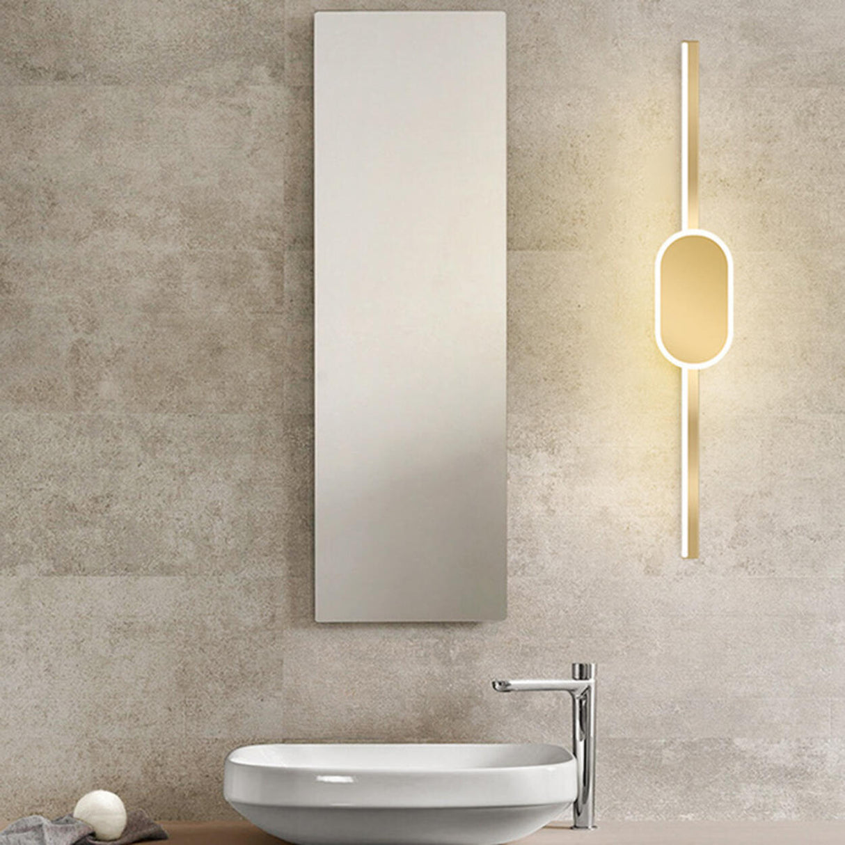 Modern Circular and Linear Gold LED Vanity Light Image - 7