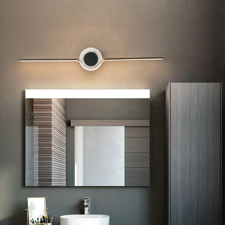 Modern Circular and Linear Metal LED Vanity Light Image - 1