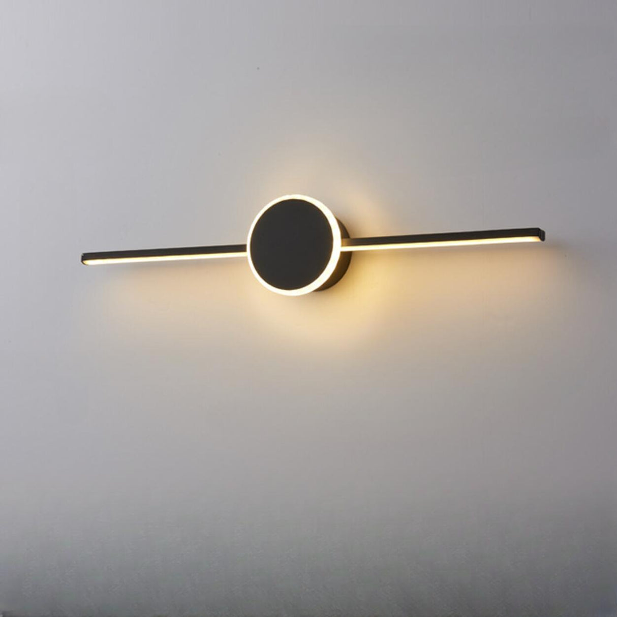 Modern Circular Black Bathroom Vanity Mirror Light Image - 9