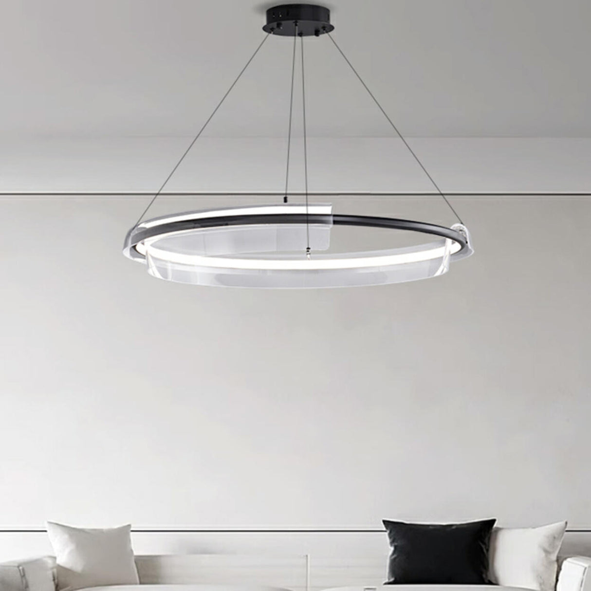 Modern Circular Clear Acrylic LED Pendant Light Chandelier Image - 1