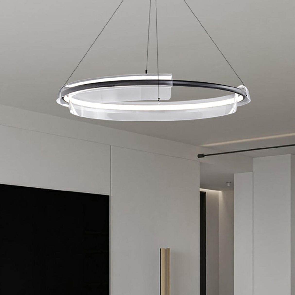 Modern Circular Clear Acrylic LED Pendant Light Chandelier Image - 13