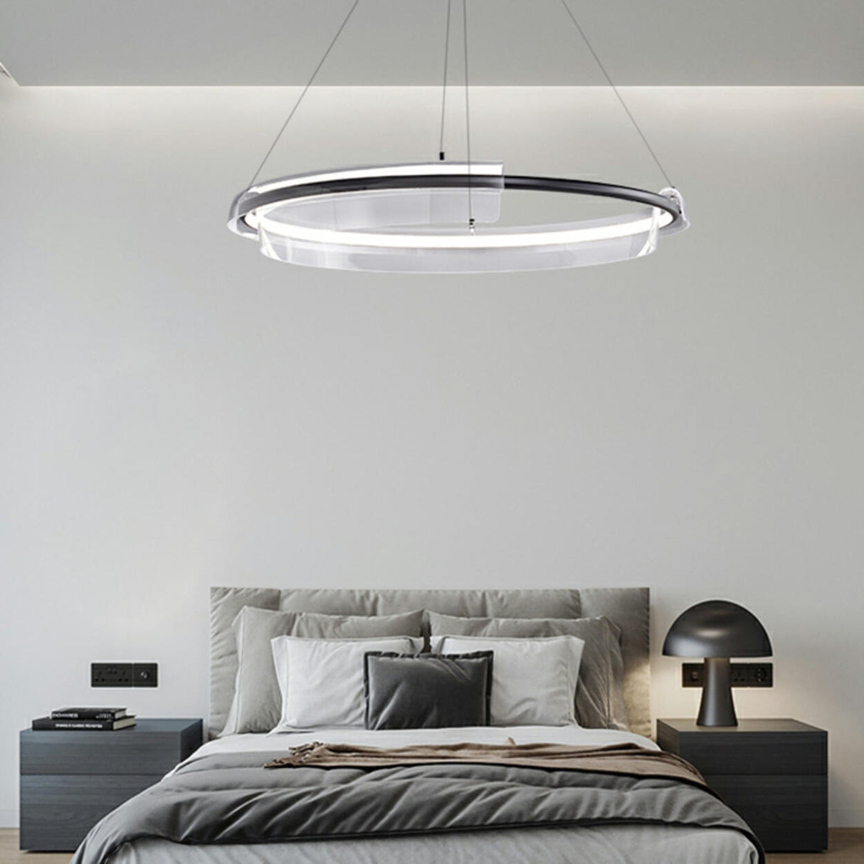 Modern Circular Clear Acrylic LED Pendant Light Chandelier Image - 15