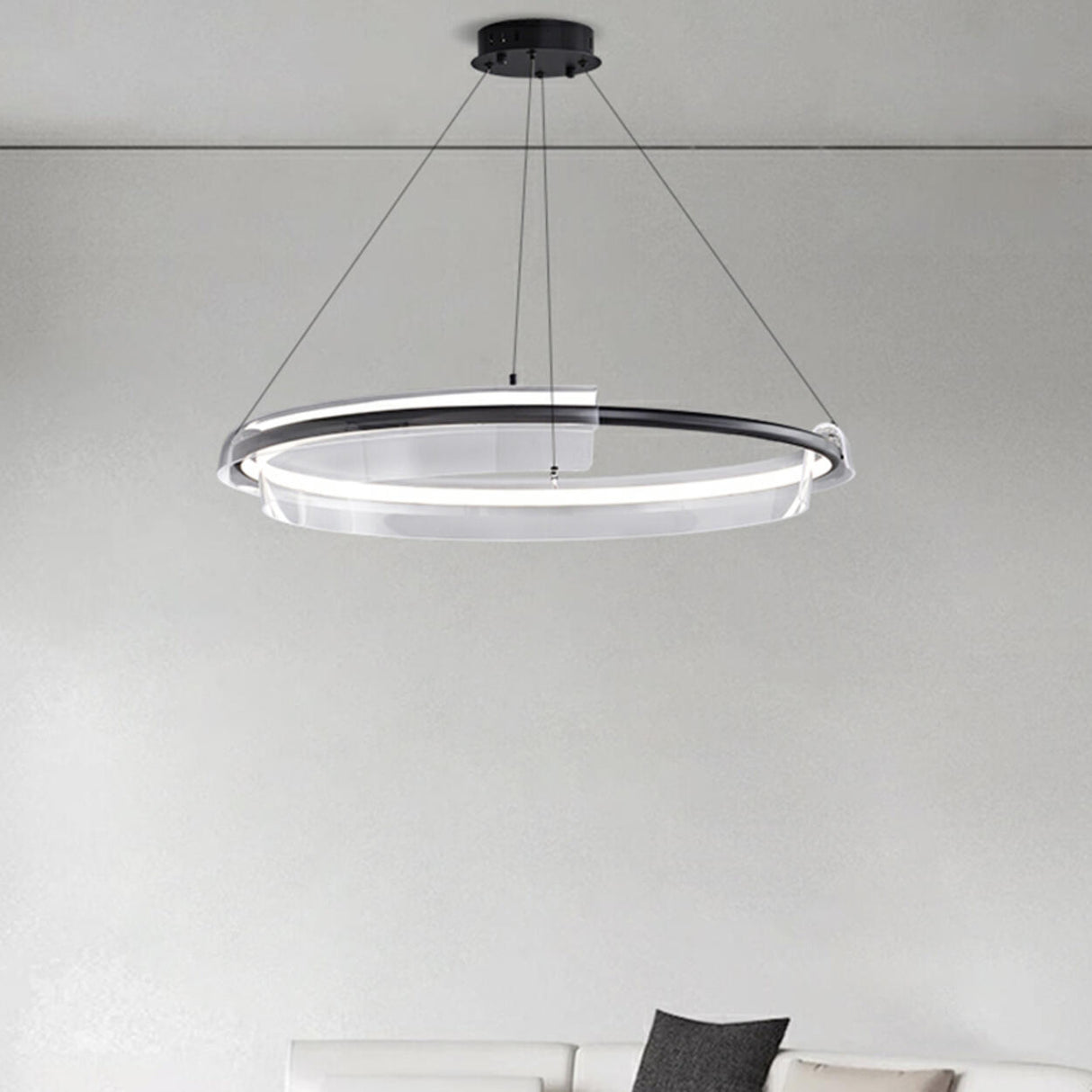 Modern Circular Clear Acrylic LED Pendant Light Chandelier Image - 2