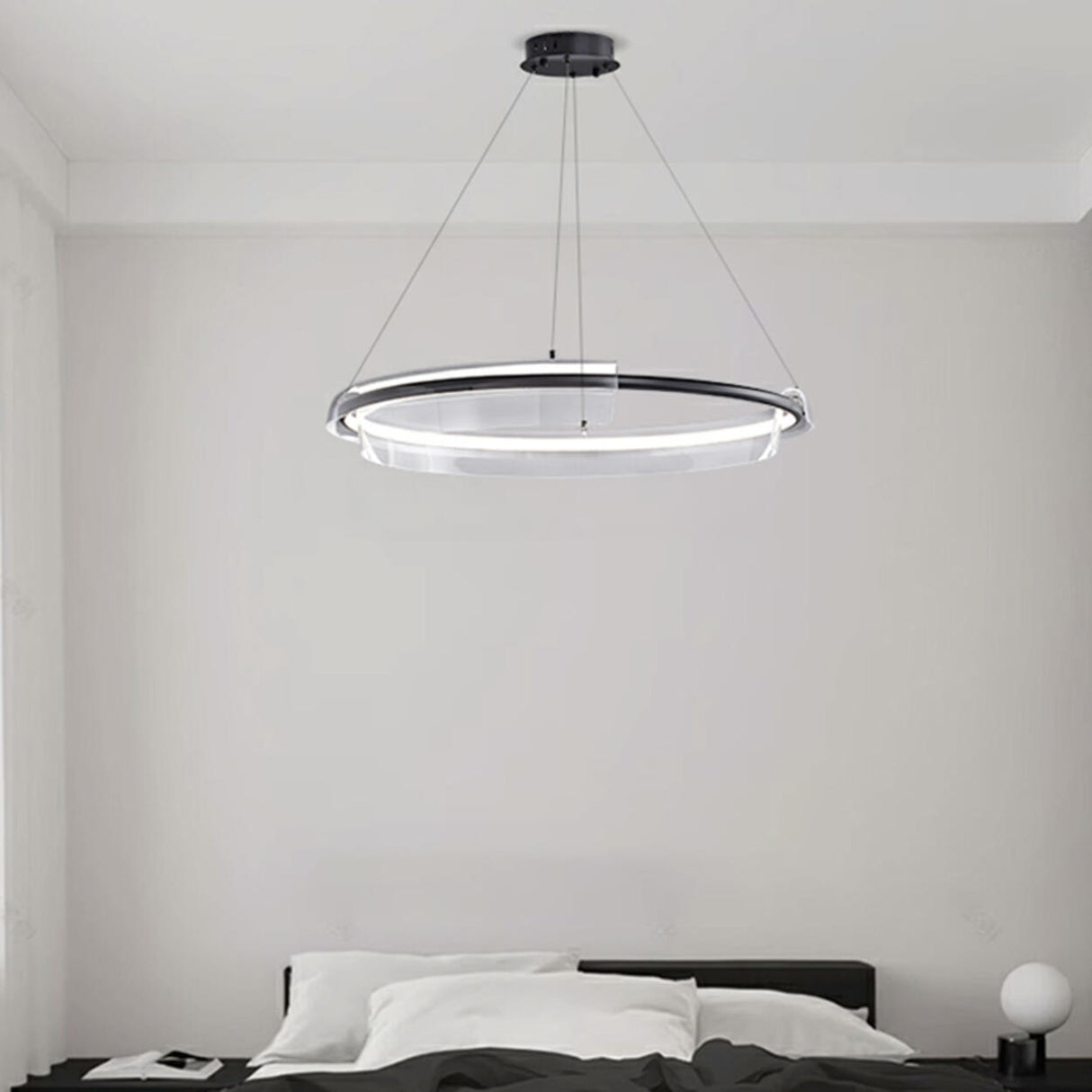 Modern Circular Clear Acrylic LED Pendant Light Chandelier Image - 4