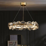 Modern Circular Clear Glass Disk Pendant Light Chandelier Image - 1