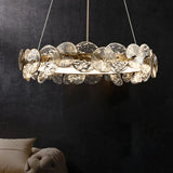 Modern Circular Clear Glass Disk Pendant Light Chandelier Image - 13