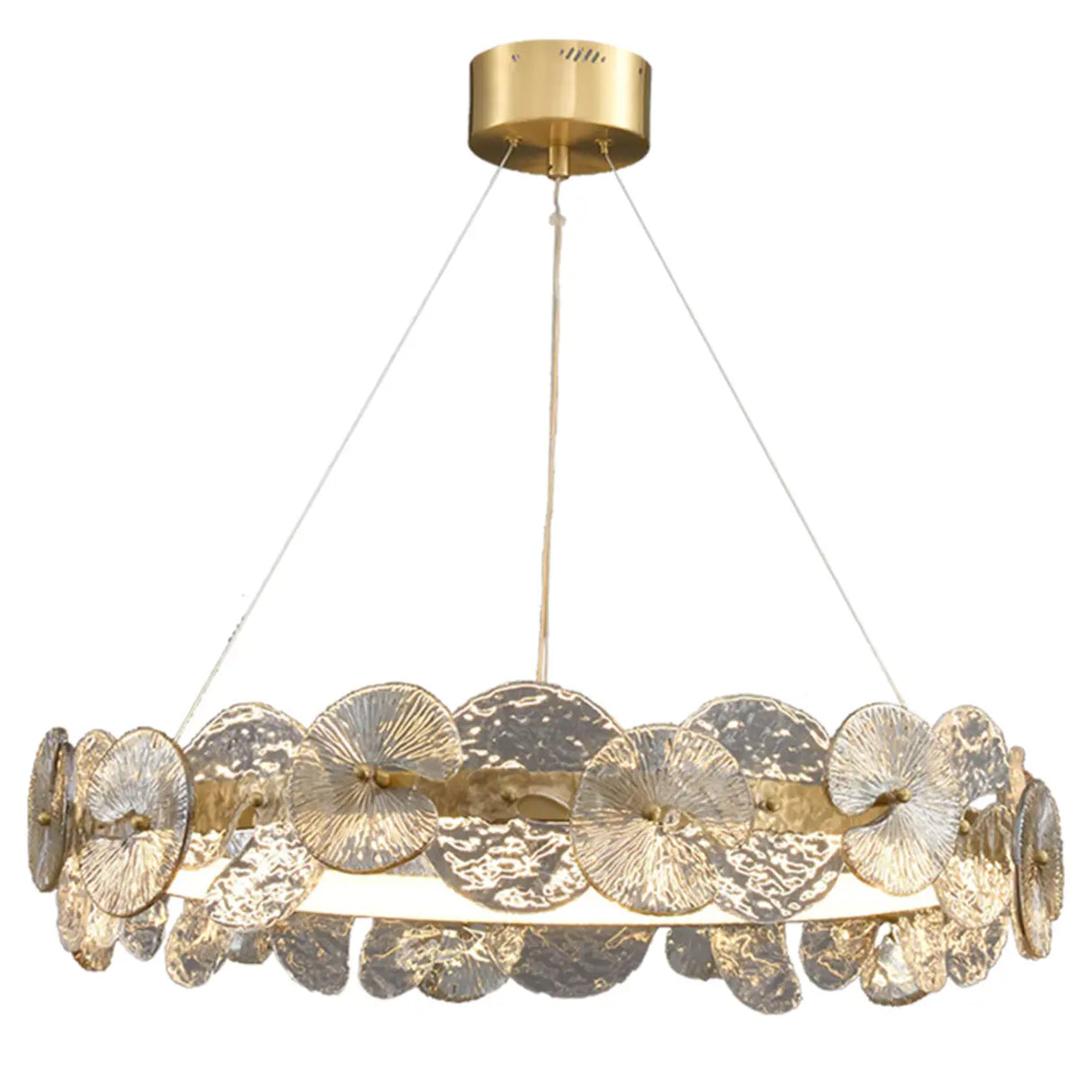 Modern Circular Clear Glass Disk Pendant Light Chandelier Image - 5