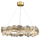 Modern Circular Clear Glass Disk Pendant Light Chandelier Image - 5